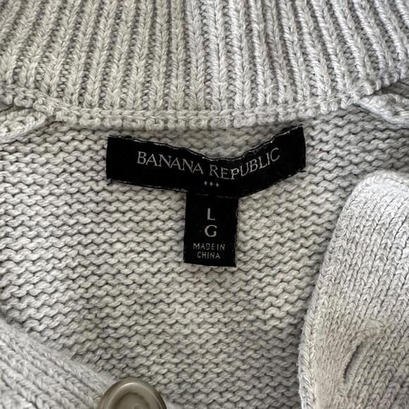 Banana Republic Men's Gray Knit Sweater with Button Placket - Large - Picture 2 of 7